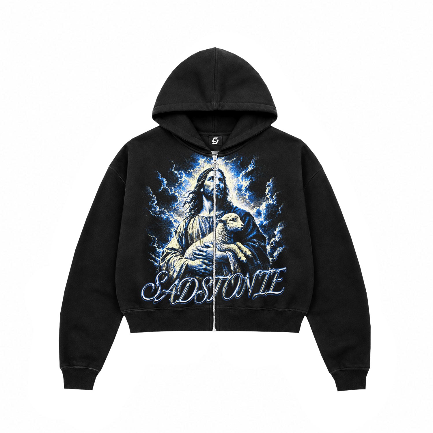 Jesus Holding Lamb Black Zip Hoodie