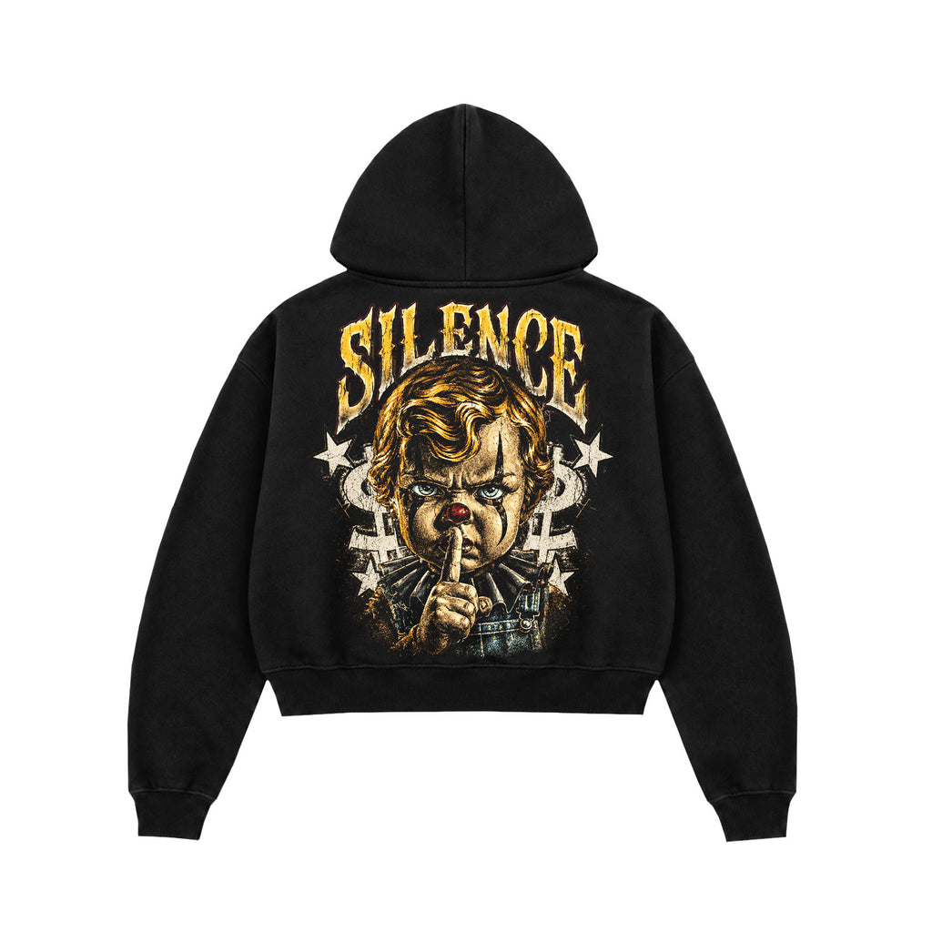 Silence Clown Boy Black Graphic Hoodie