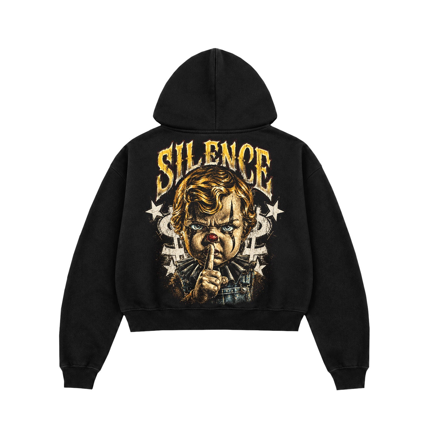 Silence Clown Boy Black Graphic Hoodie