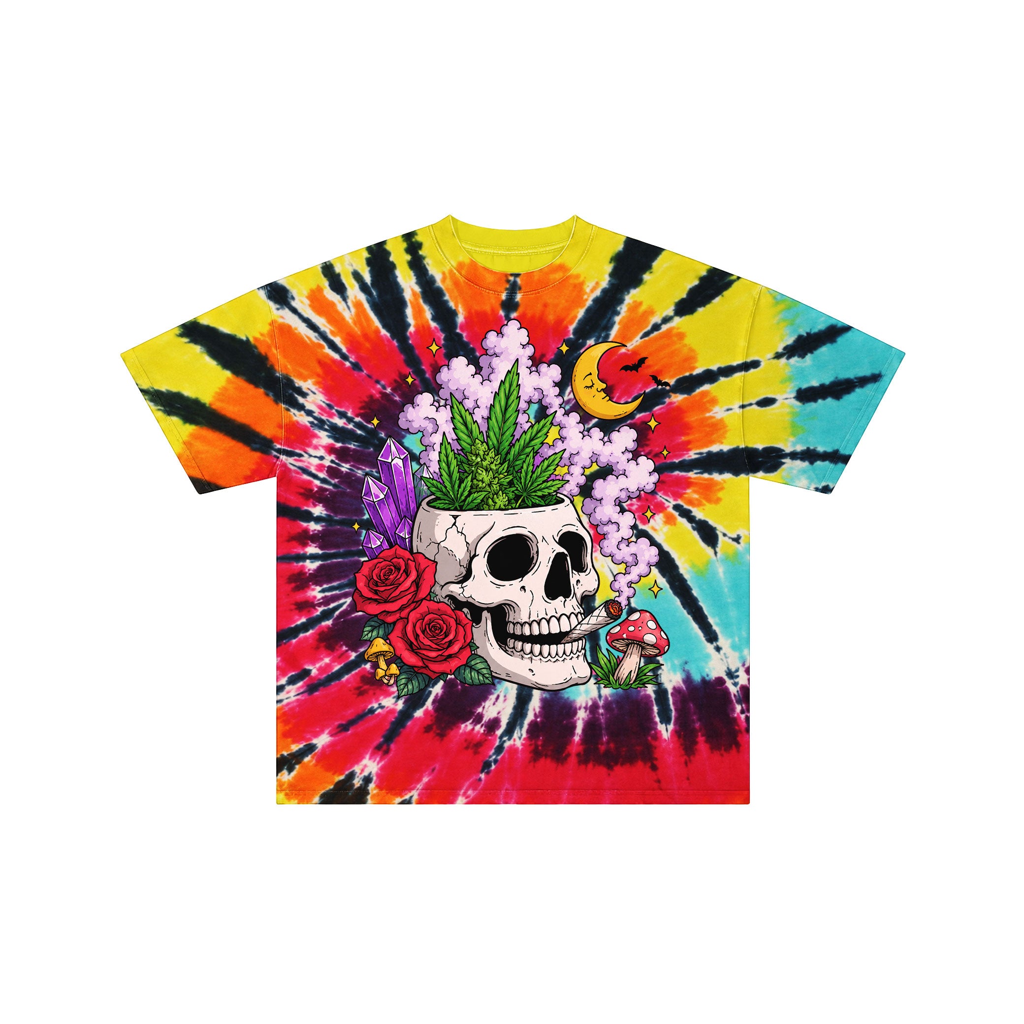 Vintage Skull 420 Graphic Tie-Dye Tee