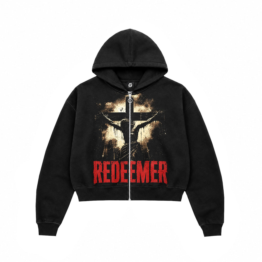Redeemer Crucifixion Black Zip Hoodie