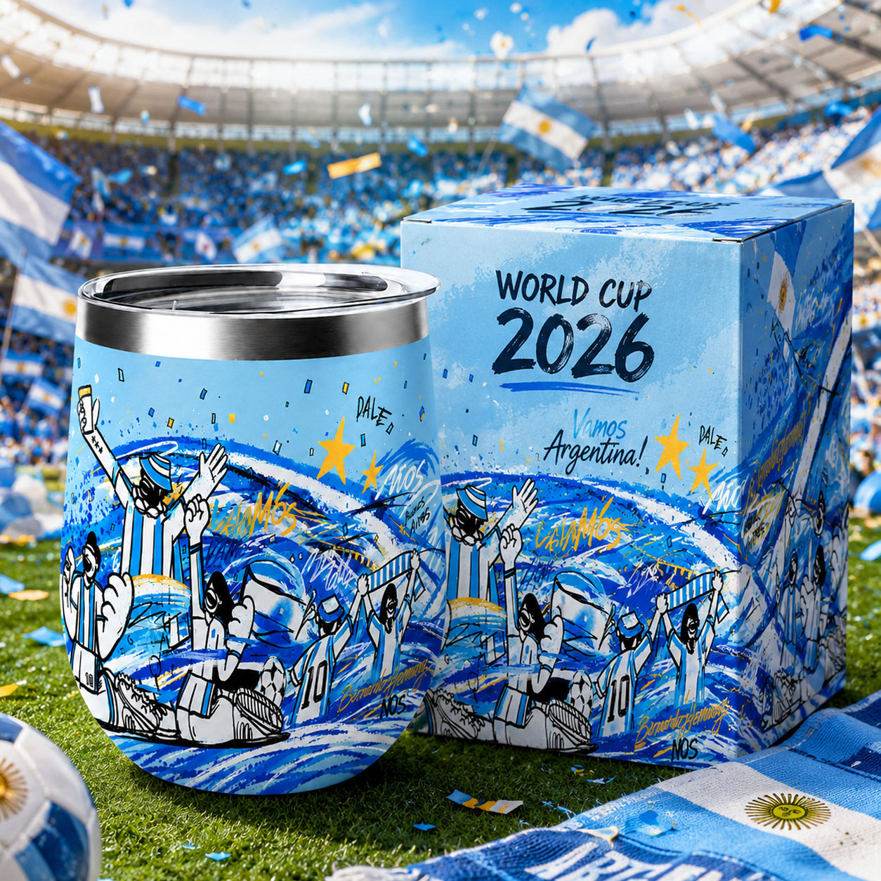 Argentina Football Fan Insulated Wine Tumbler