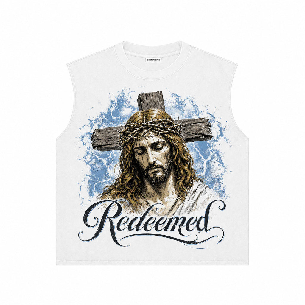 Crucifix Christian Muscle Tee White Cotton