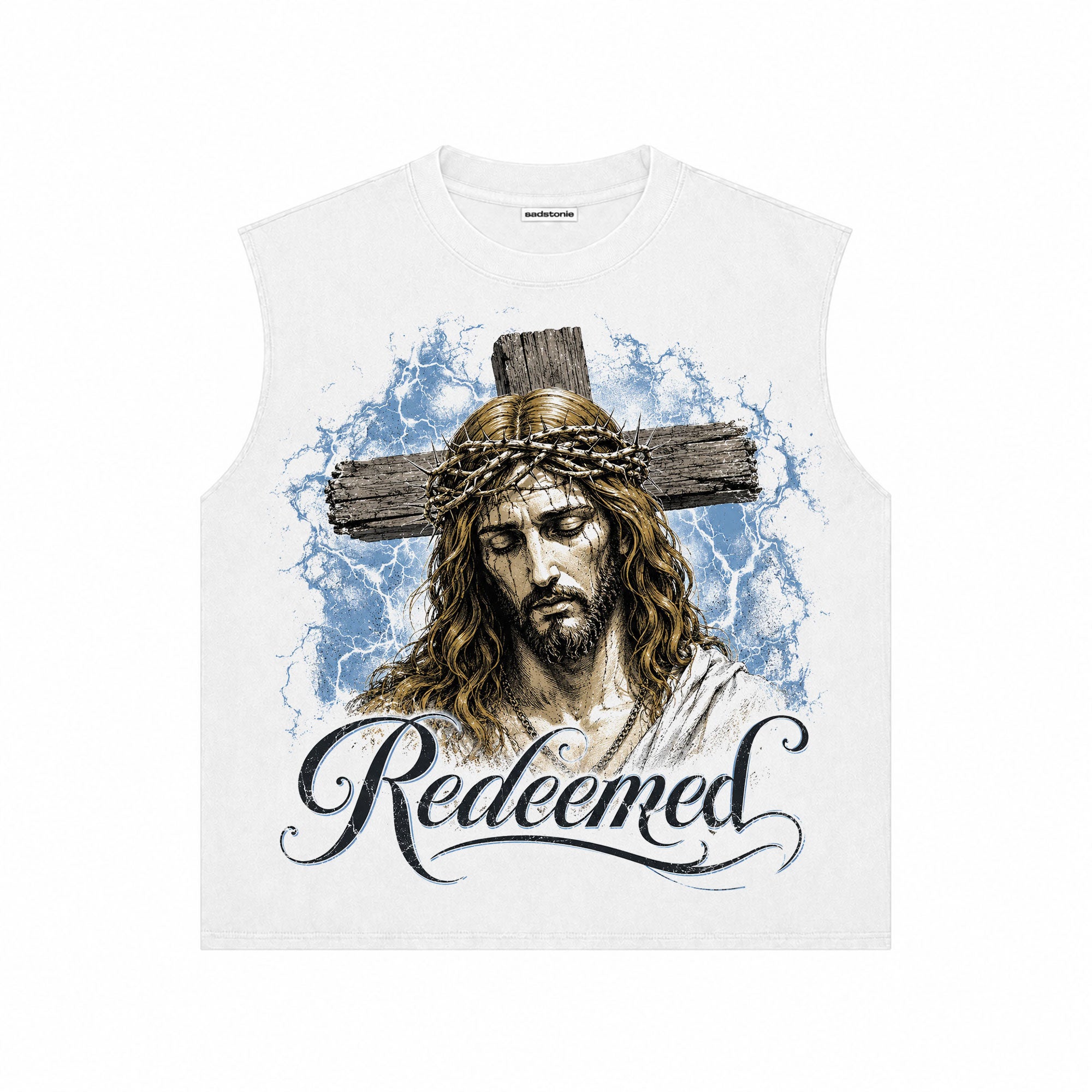Crucifix Christian Muscle Tee White Cotton