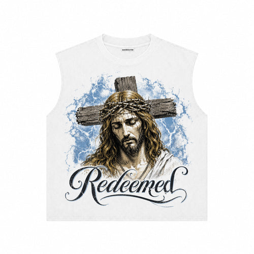 Crucifix Christian Muscle Tee White Cotton