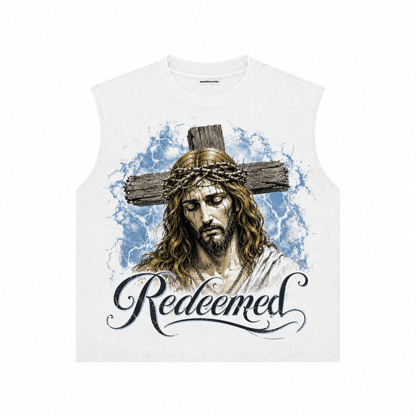 Crucifix Christian Muscle Tee White Cotton