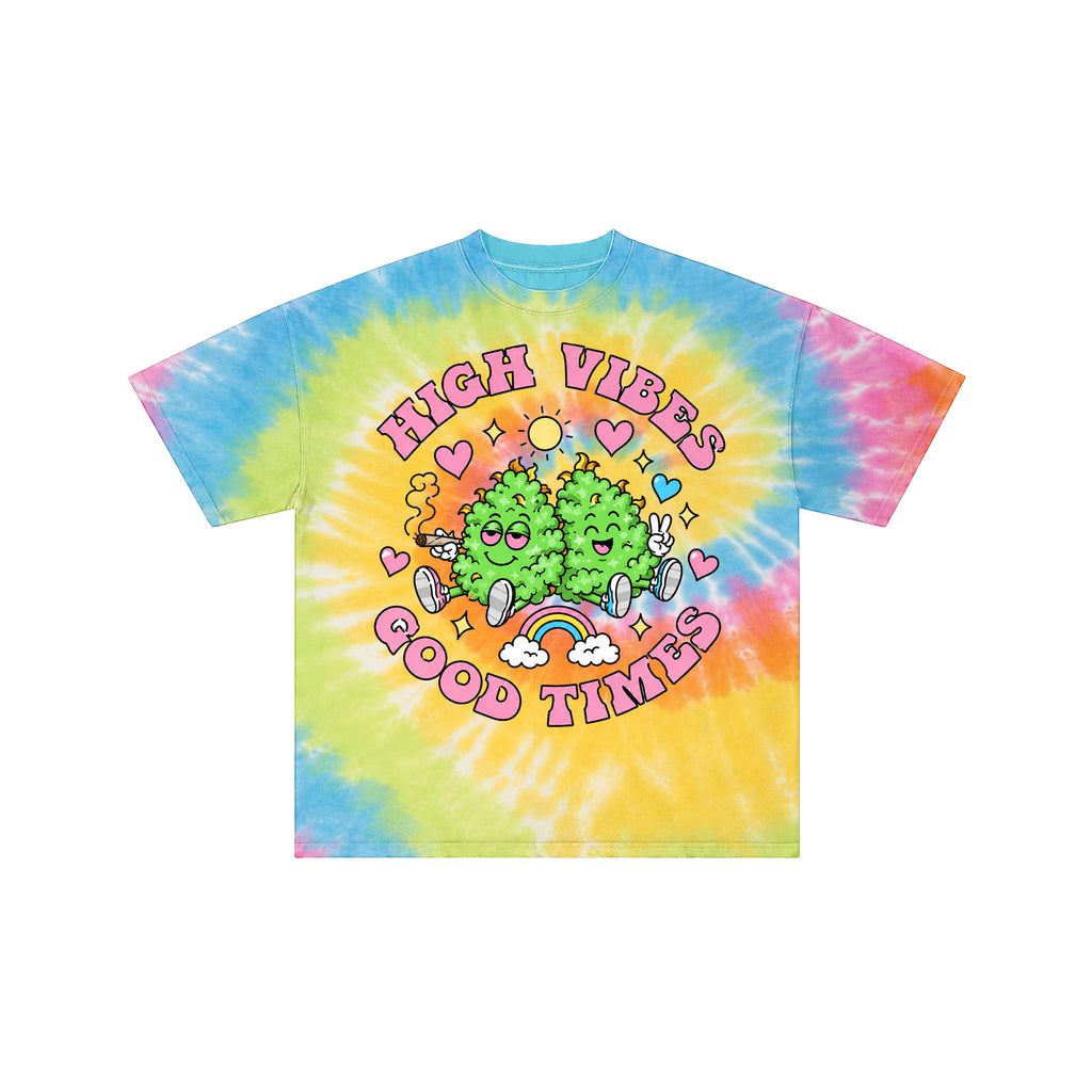 High Vibes Retro Tie Dye Graphic Tee