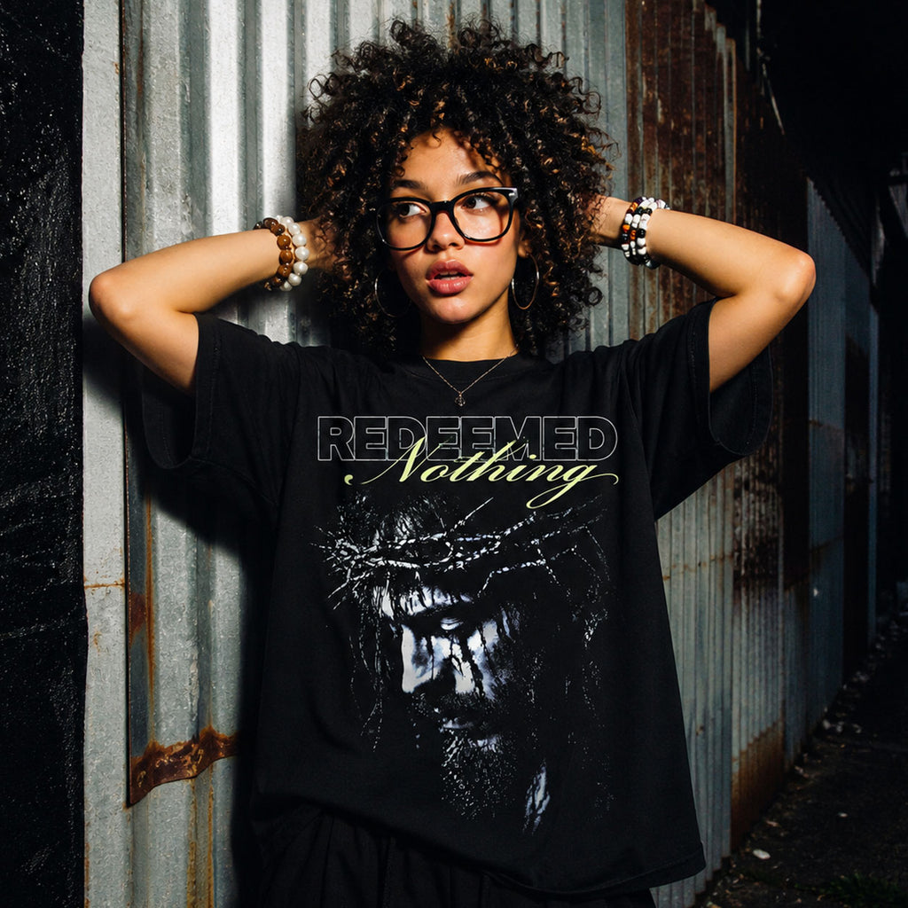 Redeemed Nothing Jesus Crown of Thorns Black T-Shirt