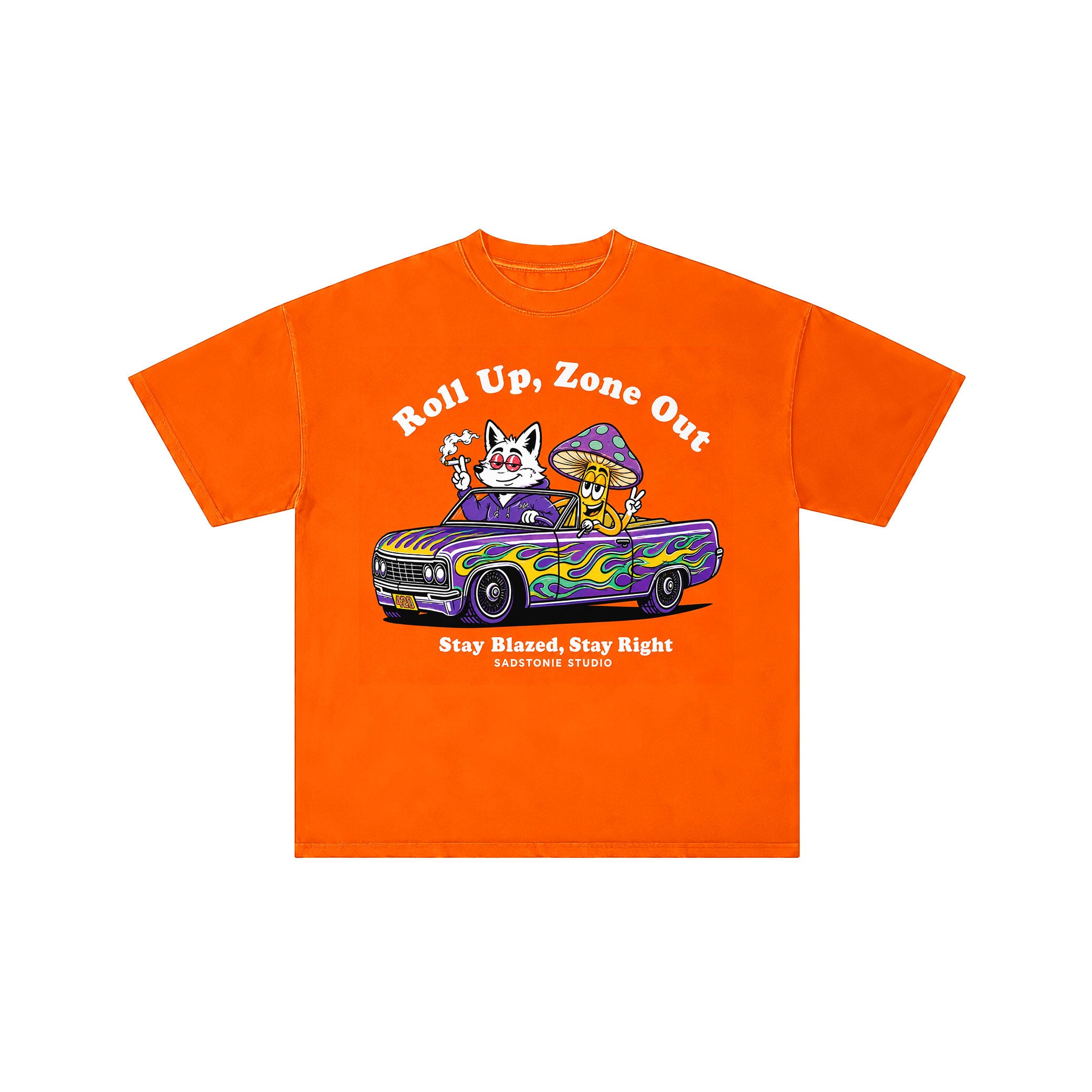 Roll Up Zone Out Orange Graphic Tee