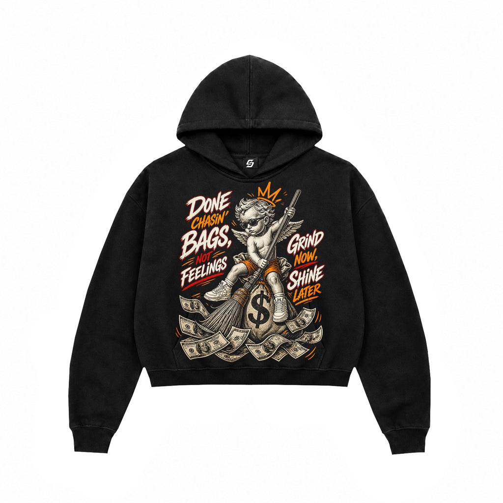 Chasin' Bags Grind Shine Black Crop Hoodie