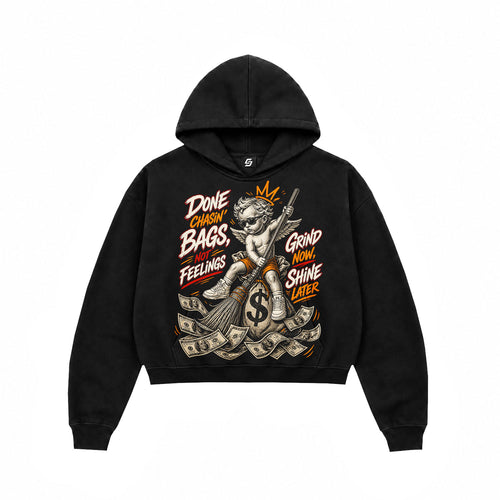 Chasin' Bags Grind Shine Black Crop Hoodie