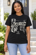 Mixed Emotion Graphic Vintage Black T-Shirt