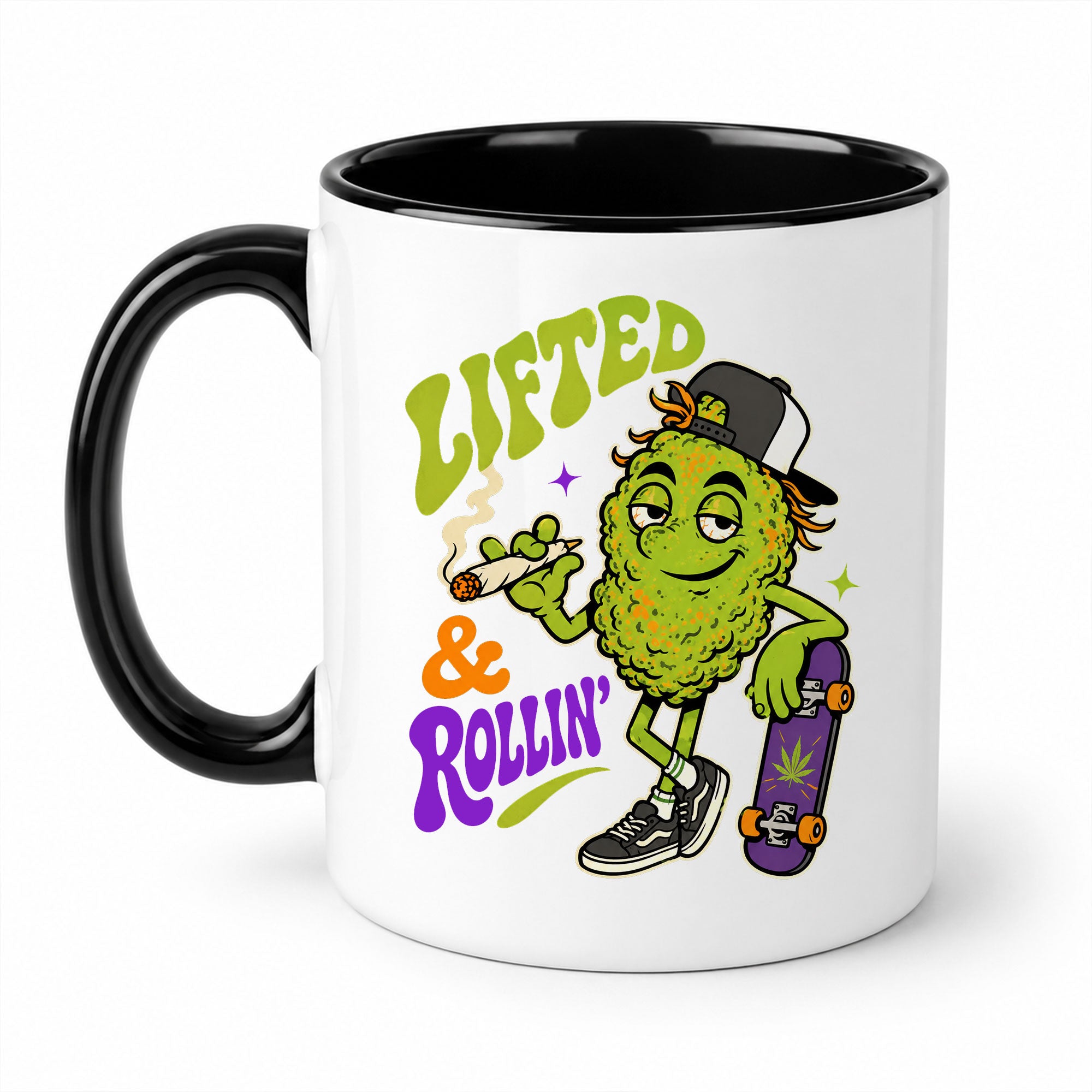 Lifted & Rollin' Skater Weed Bud Coffee Mug