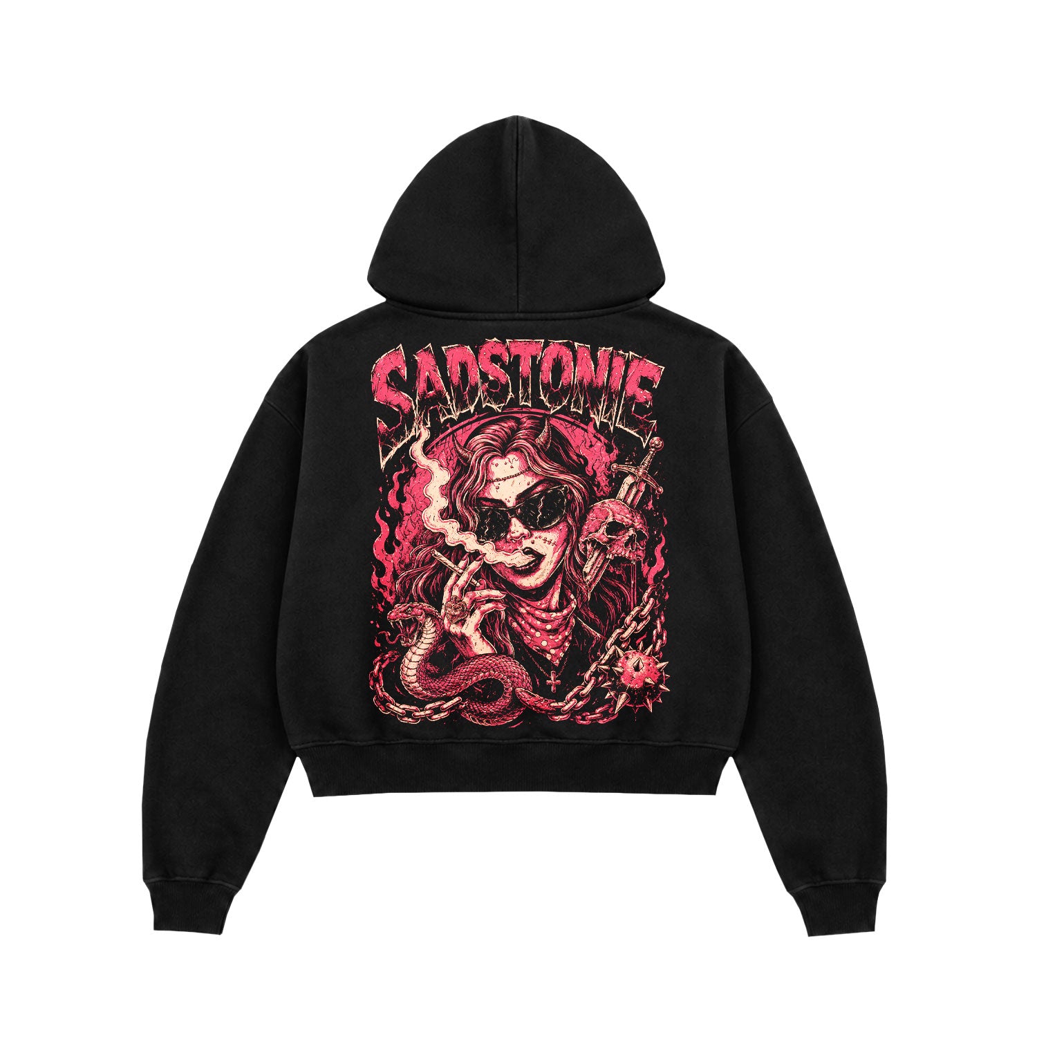 Punk Succubus Graphic Pink Oversized Hoodie