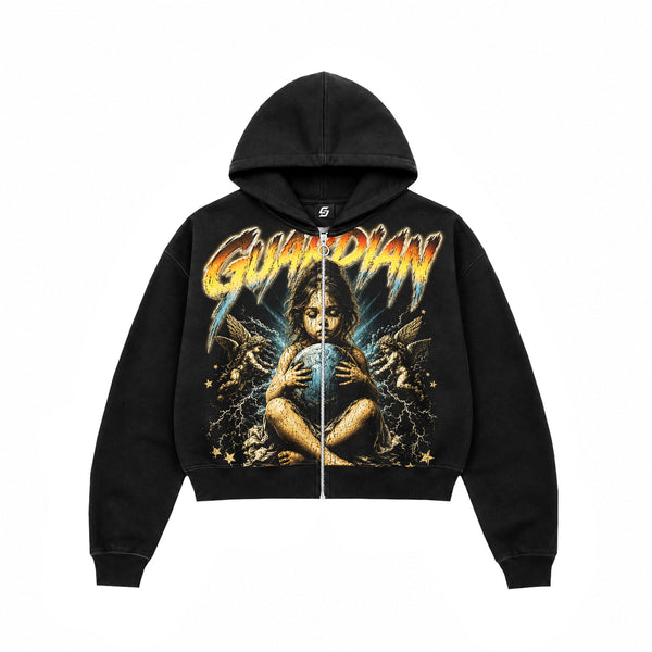 Guardian Angel World Black Zip Hoodie