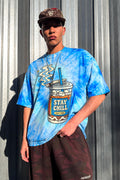 Stay Chill Blue Tie-Dye Graphic T-Shirt