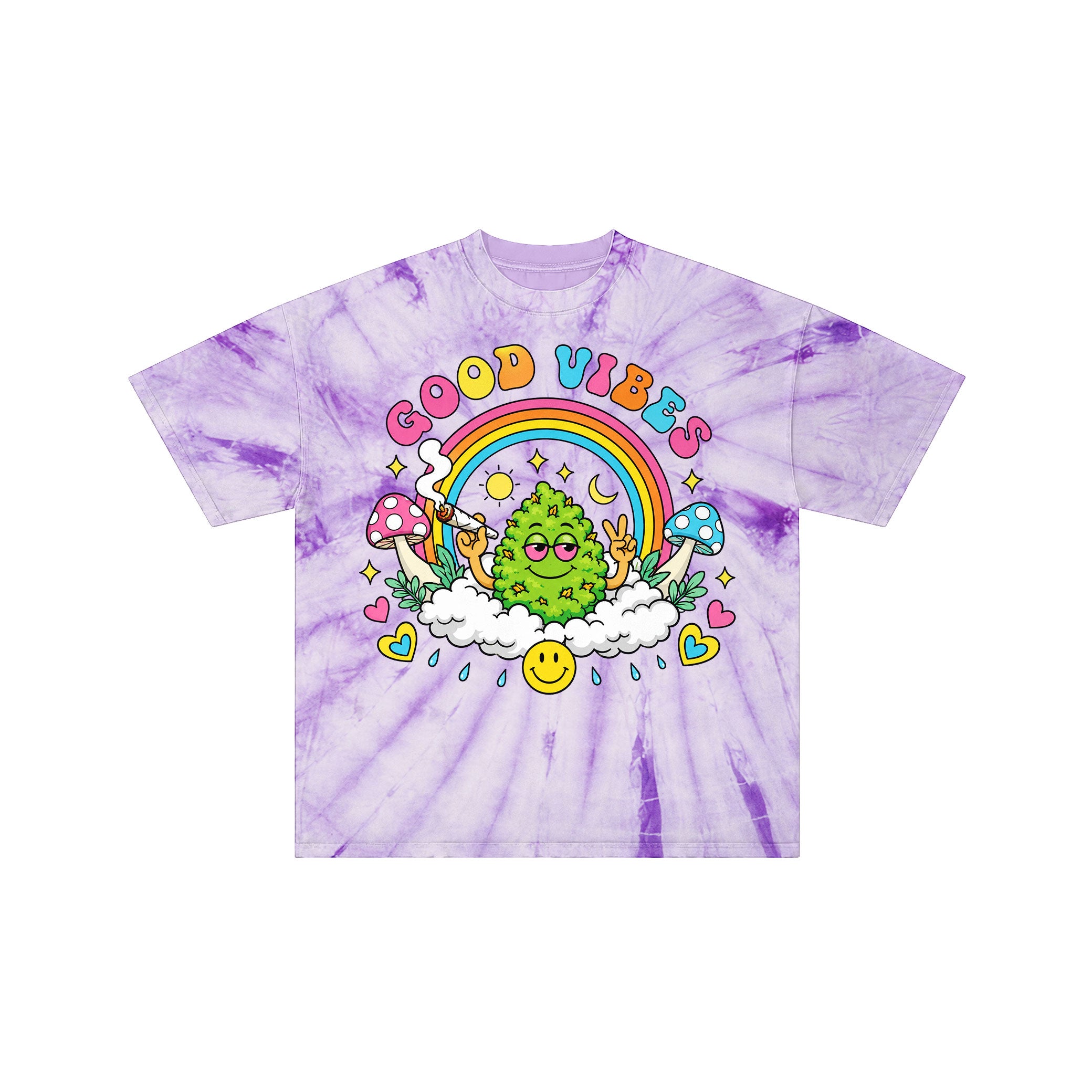 Good Vibes 420 Purple Tie Dye Graphic Tee