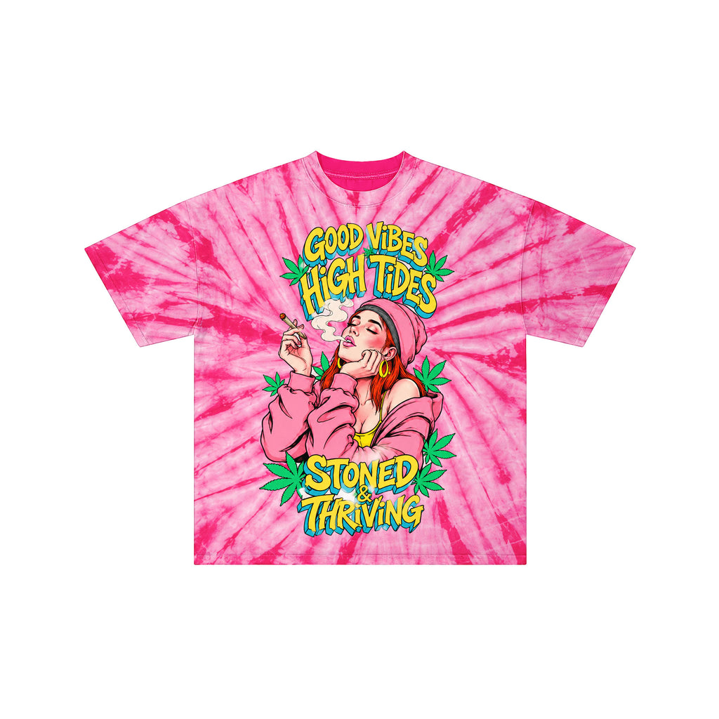 Stoned & Thriving Pink Tie Dye Tee
