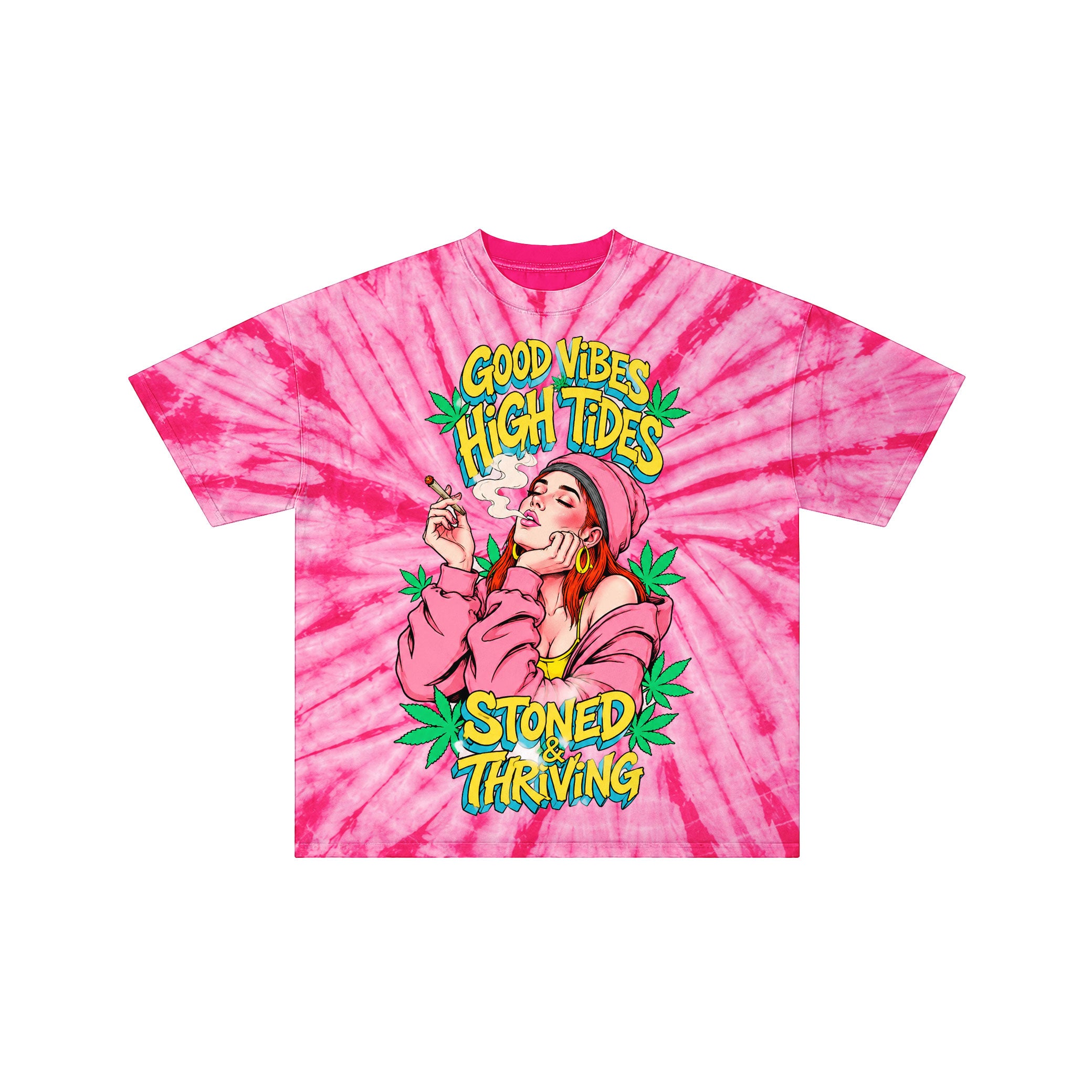 Stoned & Thriving Pink Tie Dye Tee