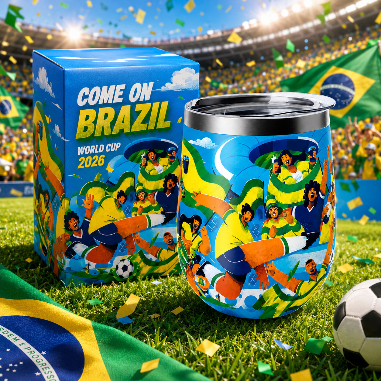 Brazil Football Fan Insulated Wine Tumbler