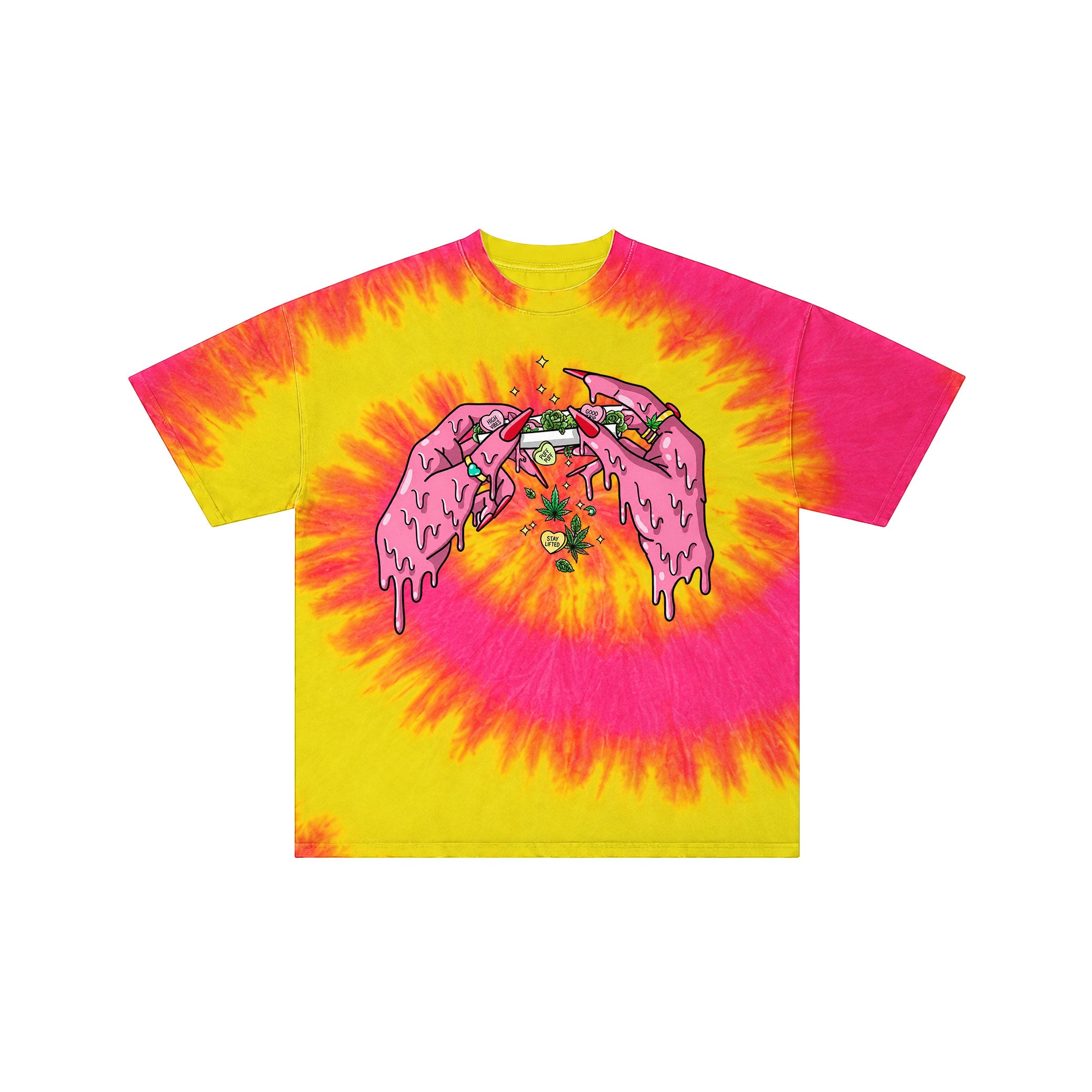 Vintage Gothic Stoner Melting Hands Tie Dye Tee