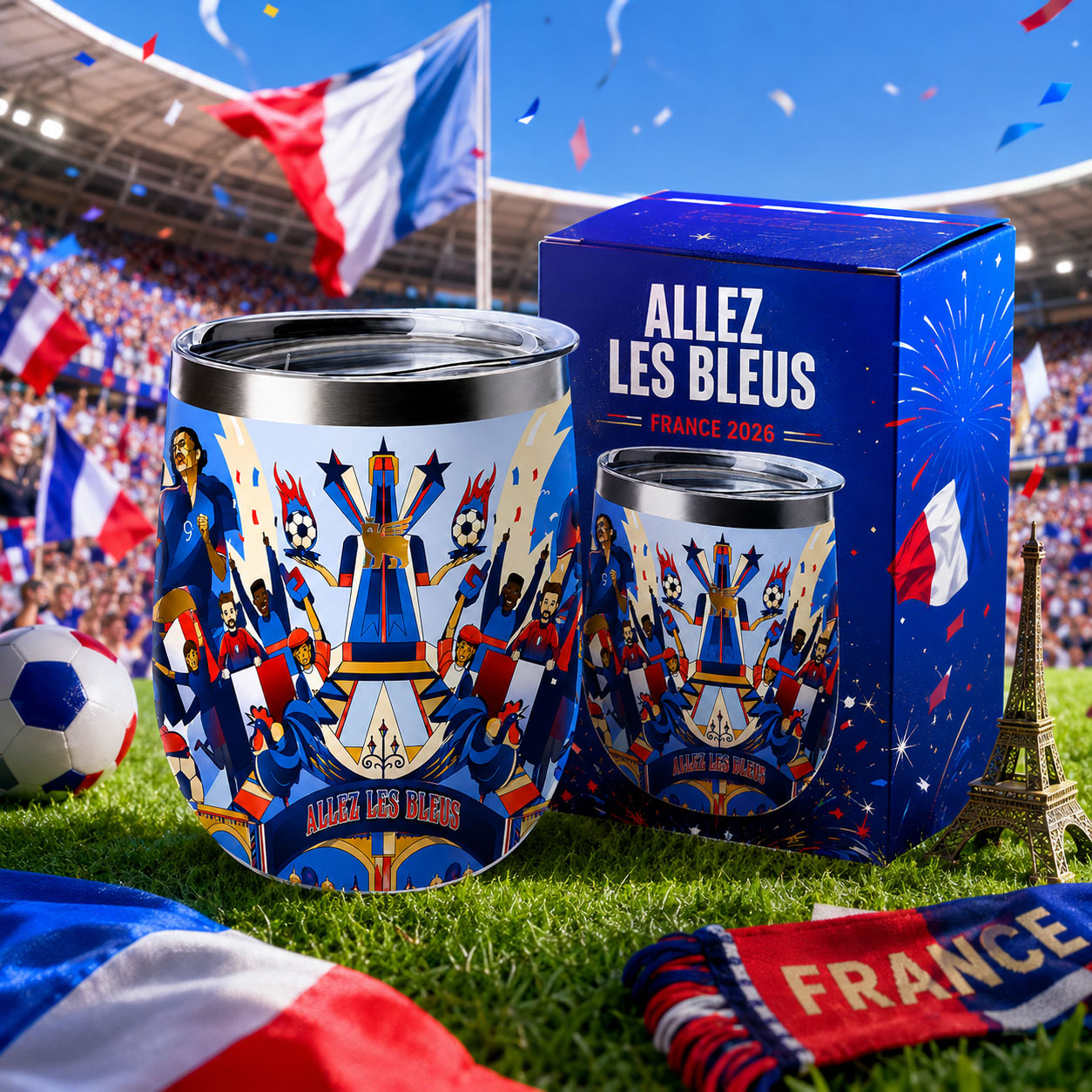 Allez Les Bleus France Football Wine Tumbler
