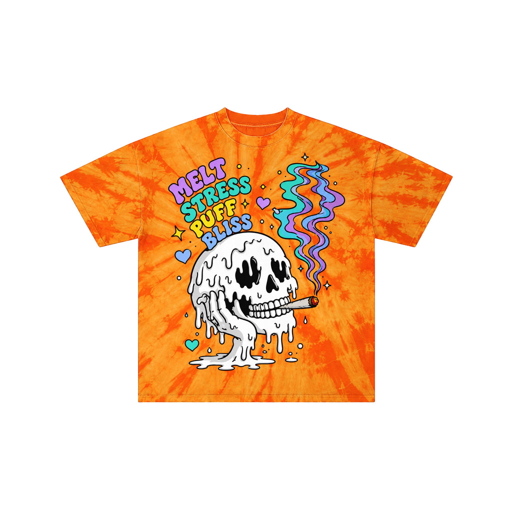 Melt Stress 420 Orange Tie Dye Streetwear Tee