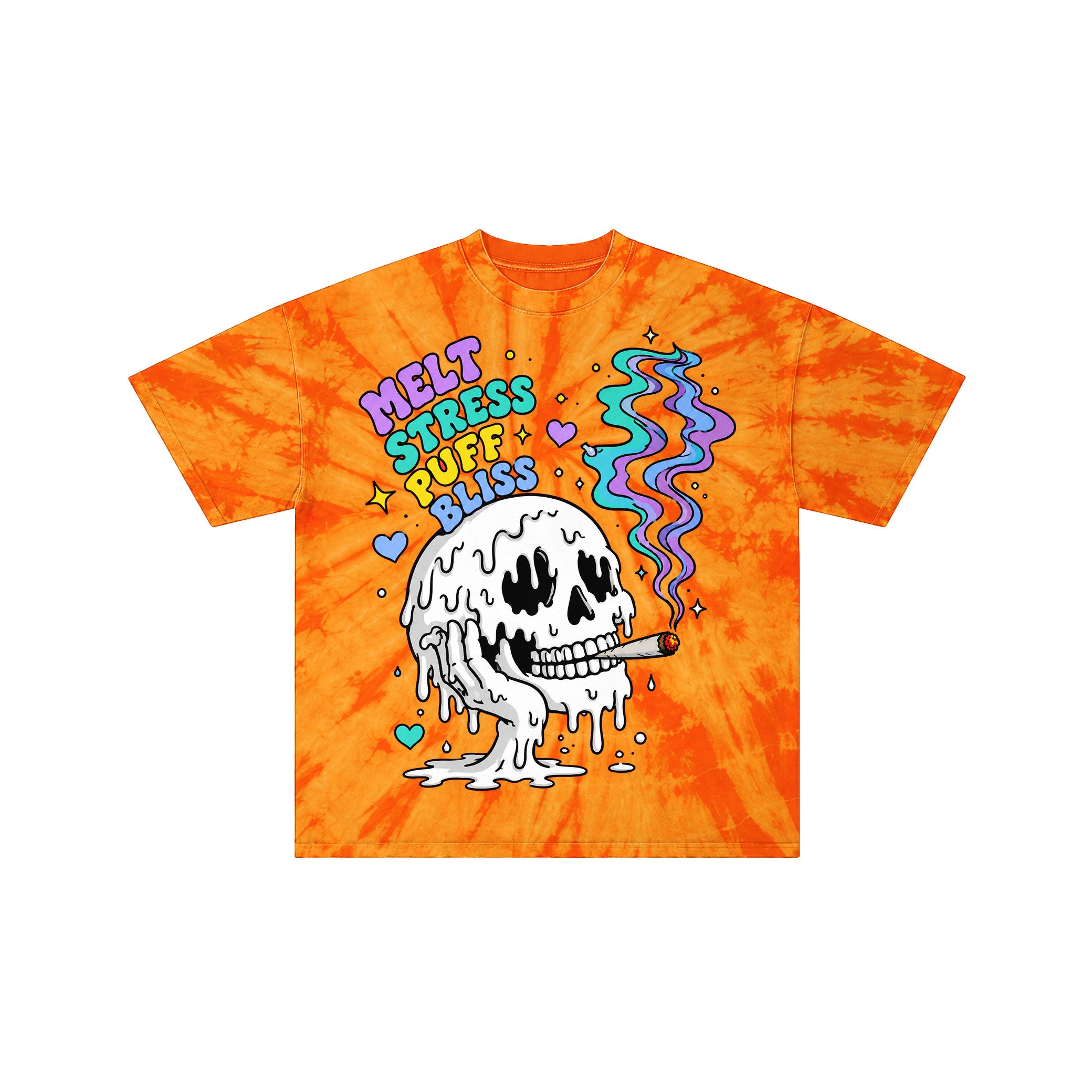 Melt Stress 420 Orange Tie Dye Streetwear Tee