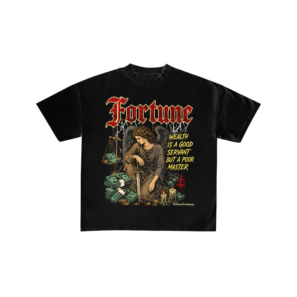 Fortune Angel Vintage Black Graphic Tee