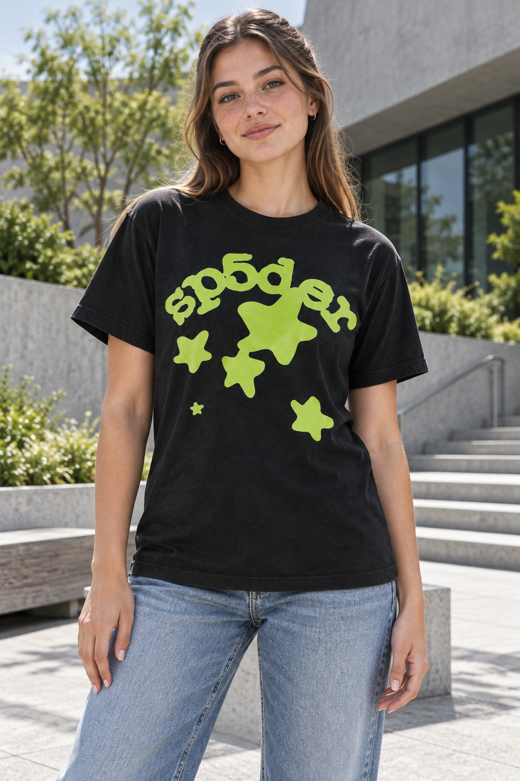 Sp5der Green Graphic Black T-Shirt