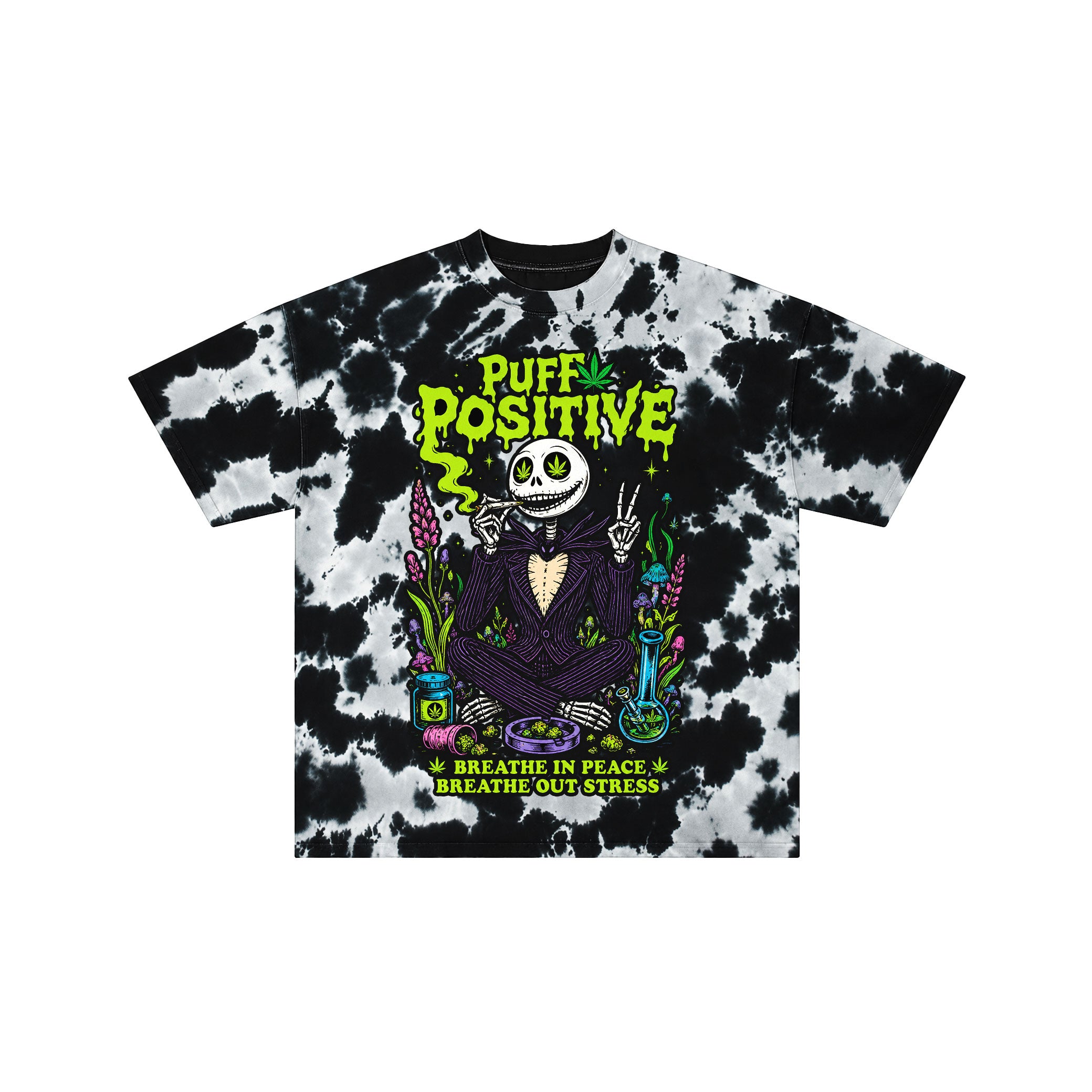 Puff Positive Black Tie Dye Tee