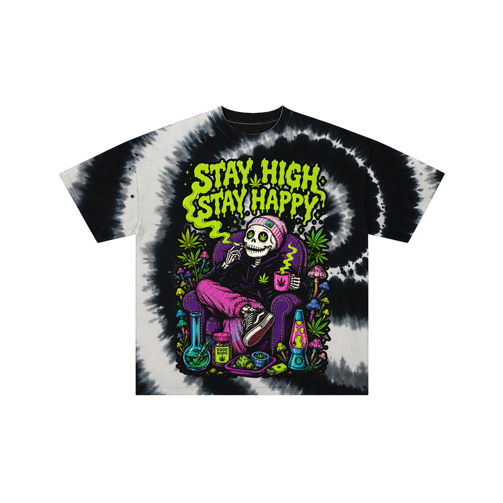 Stay High Stay Happy Tie Dye Tee