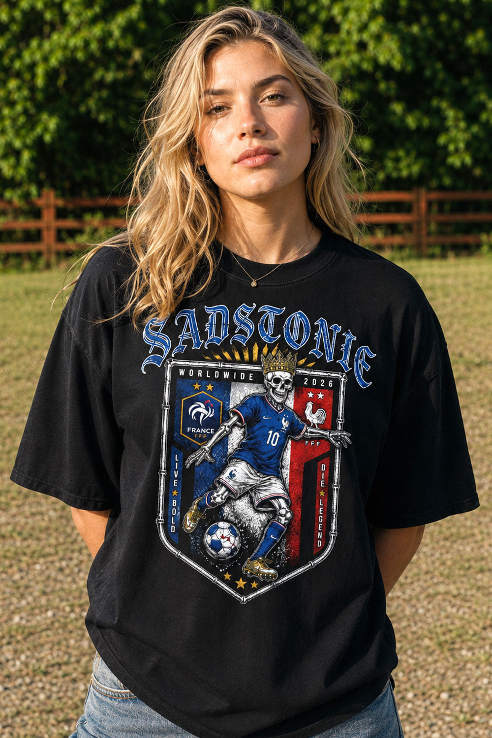 France Soccer Skeleton Graphic T-Shirt
