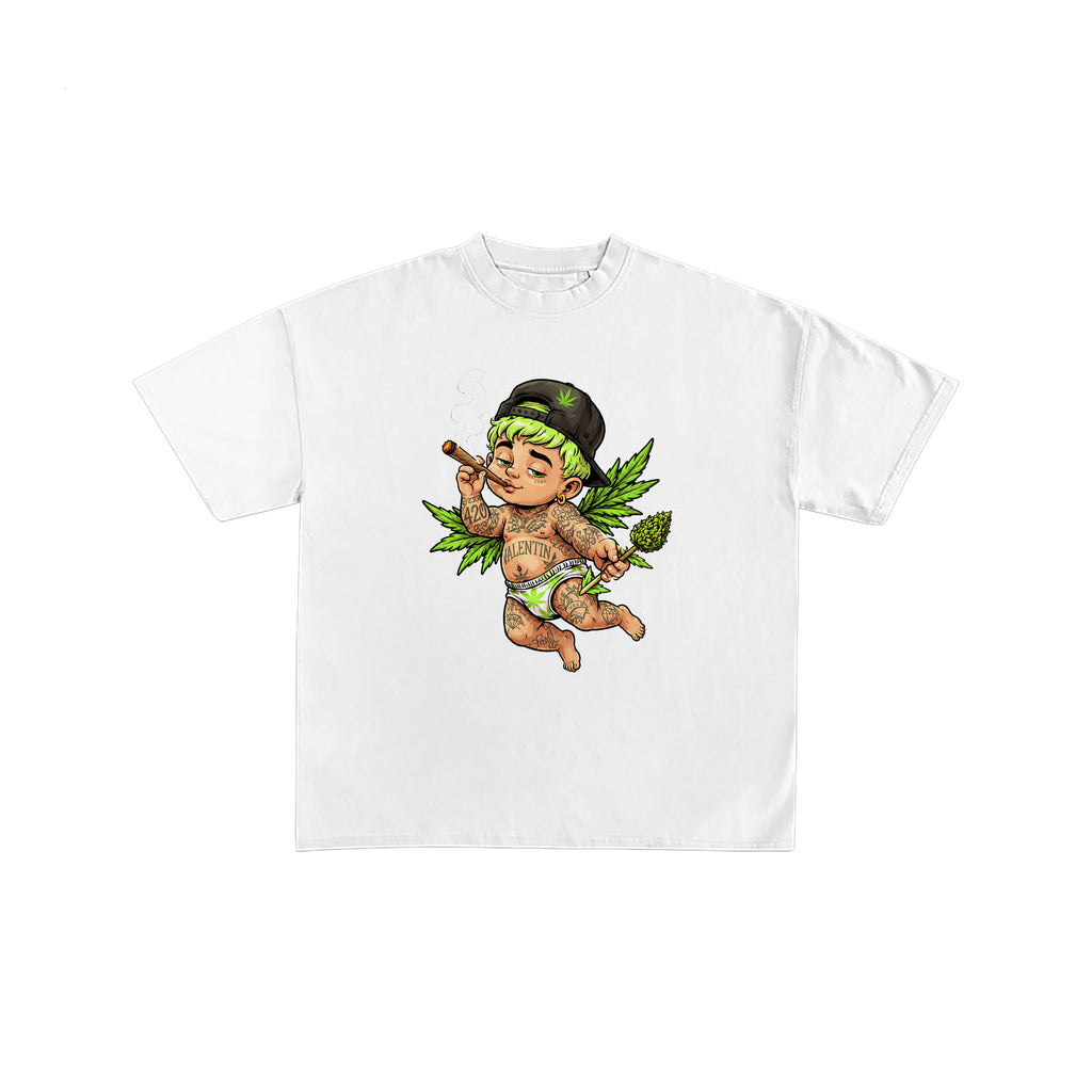 Stoner Cupid Weed Graphic White T-Shirt