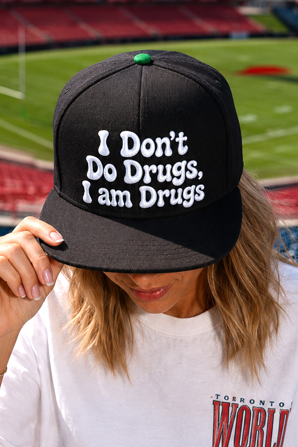I Am Drugs Funny Black Snapback Hat