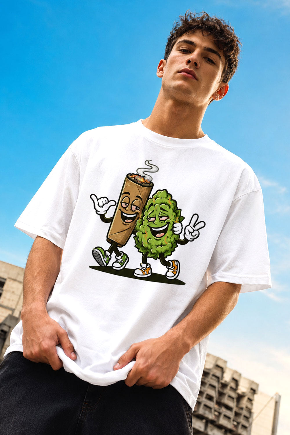 Best Buds Blunt & Weed Graphic White Tee
