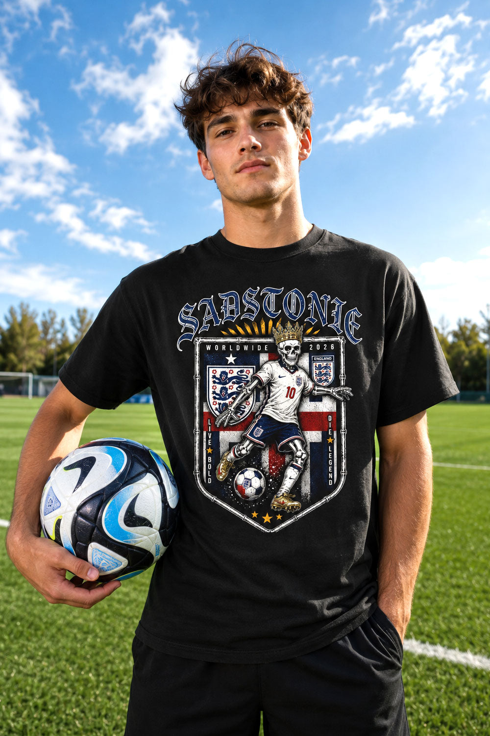 England Soccer Skeleton Graphic T-Shirt