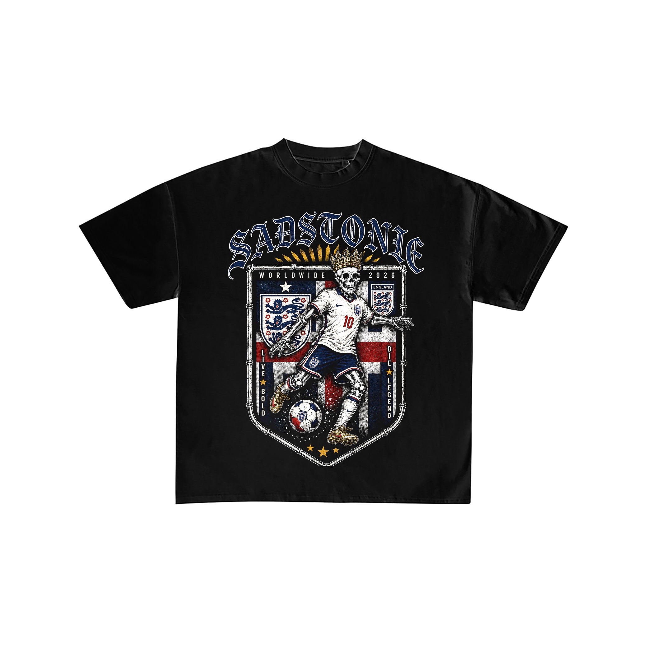 England Soccer Skeleton Graphic T-Shirt