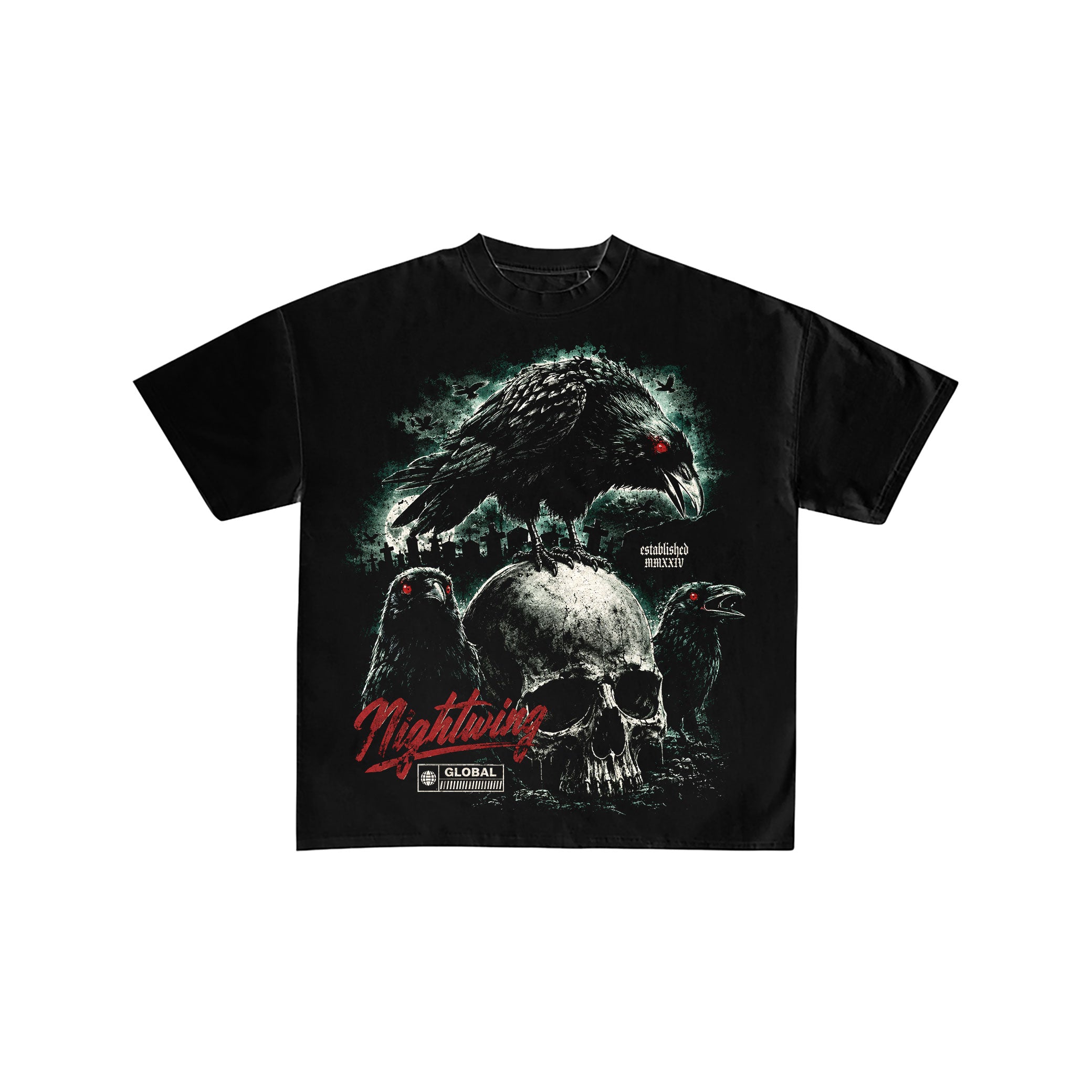 Nightwing Crow Skull Graphic Streetwear Tee