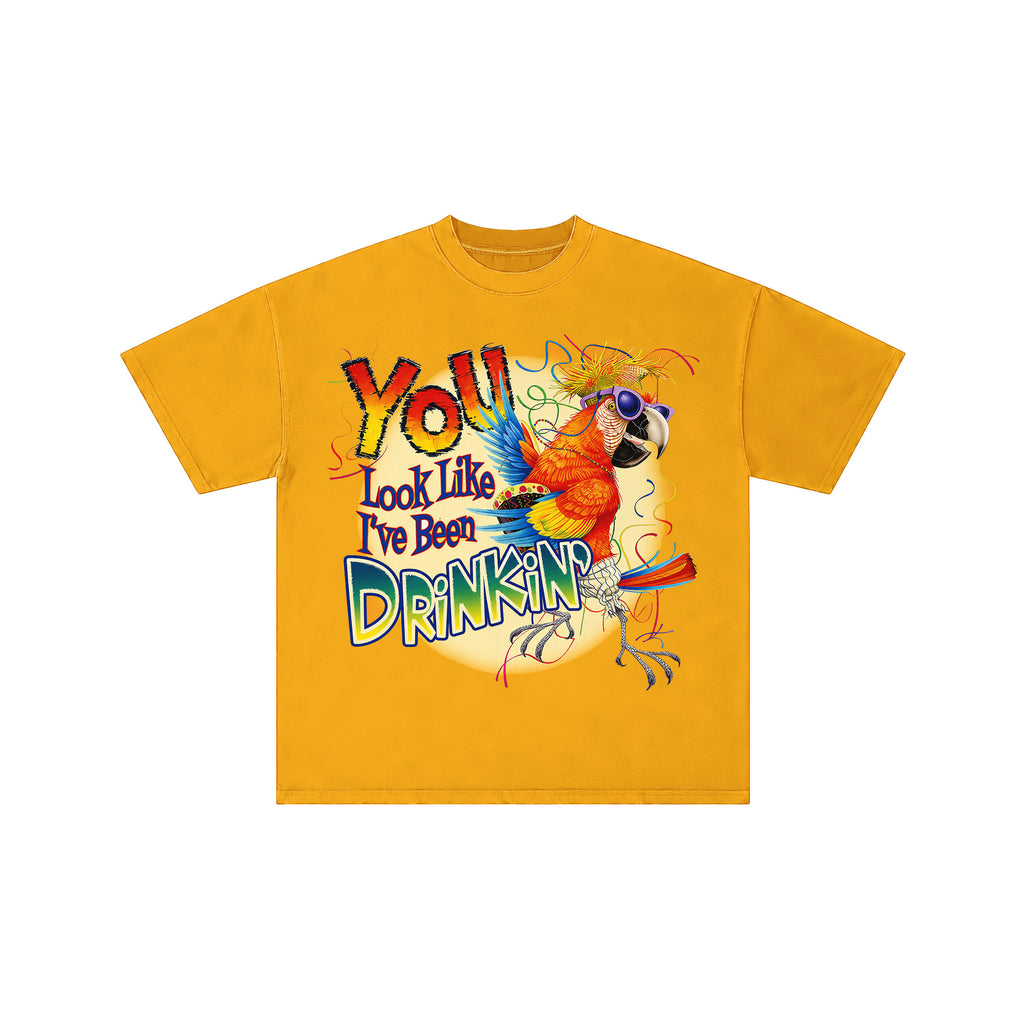 Drinkin' Parrot Funny Yellow T-Shirt