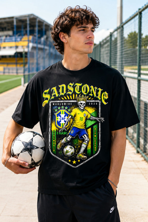 Brazil Soccer Skeleton Graphic T-Shirt