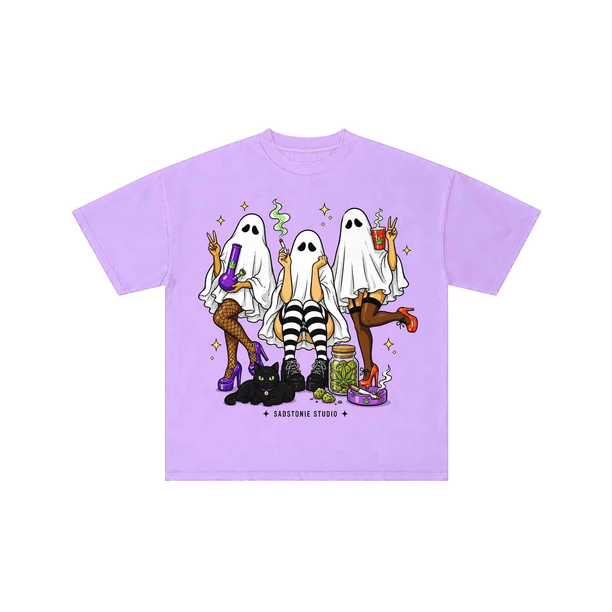 Gothic Ghost Girls 420 Oversized Graphic Tee