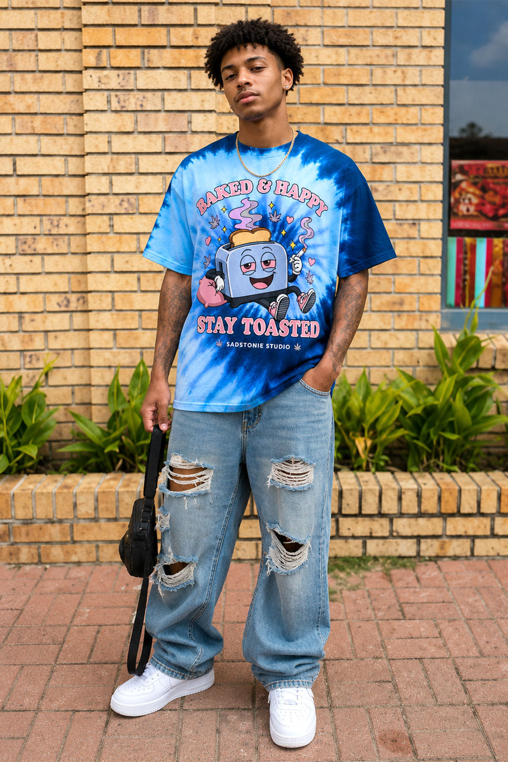 Baked & Happy Stay Toasted Vintage 420 Tie-Dye Tee