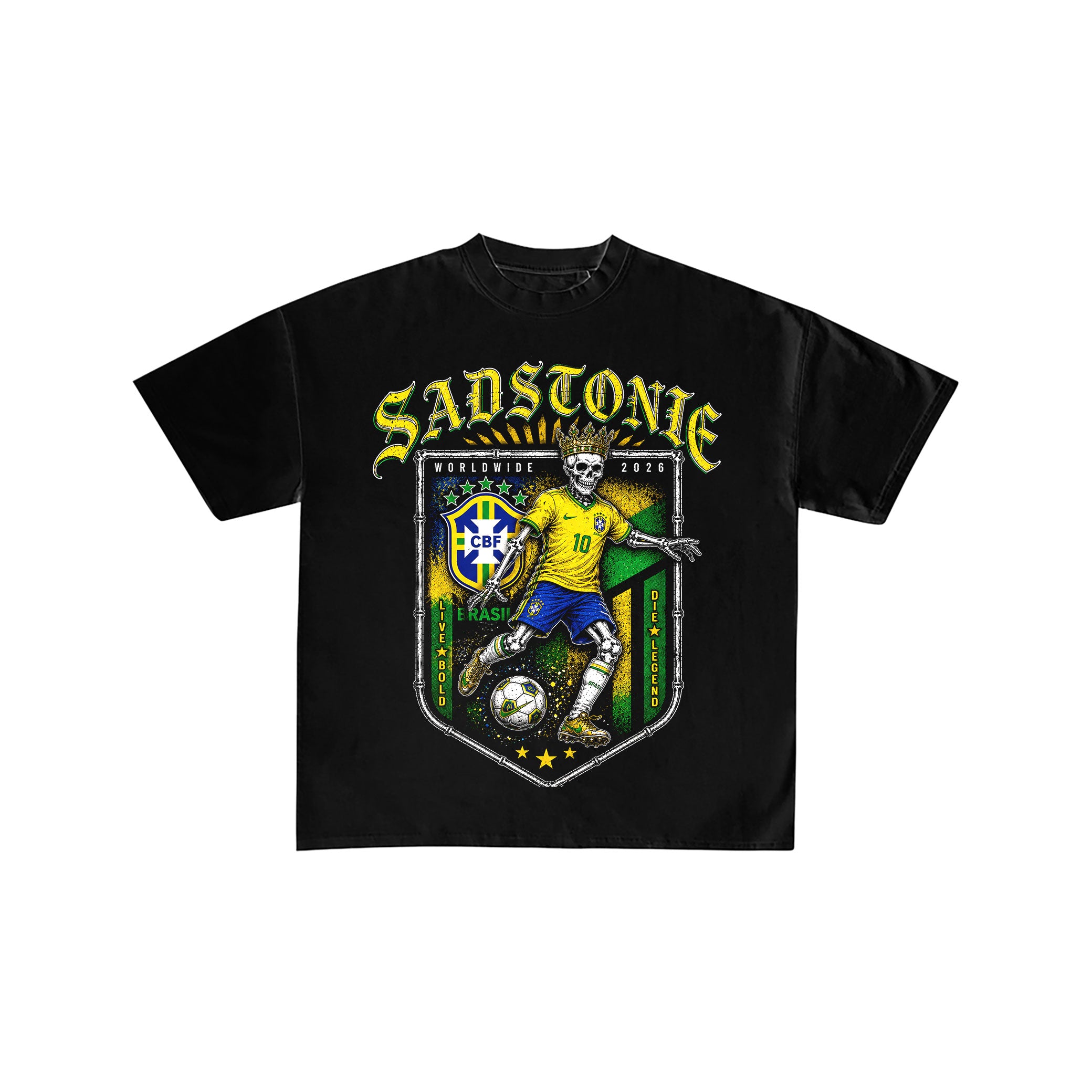 Brazil Soccer Skeleton Graphic T-Shirt