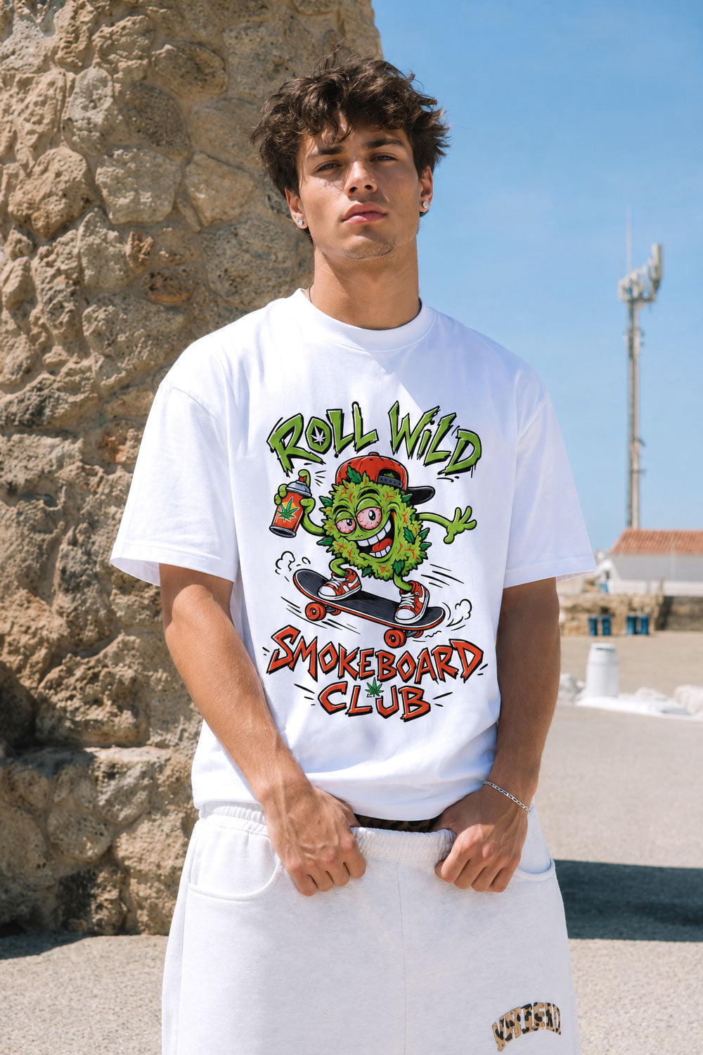 Roll Wild Smokeboard Club Graphic White Tee