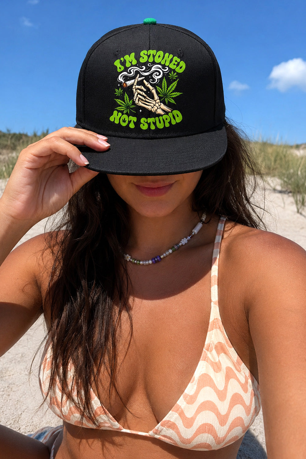 I'm Stoned Not Stupid Skeleton Snapback Hat