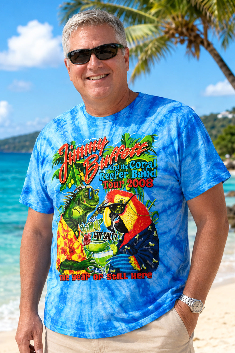 Jimmy Buffett 2008 Tour Blue Tie Dye T-Shirt