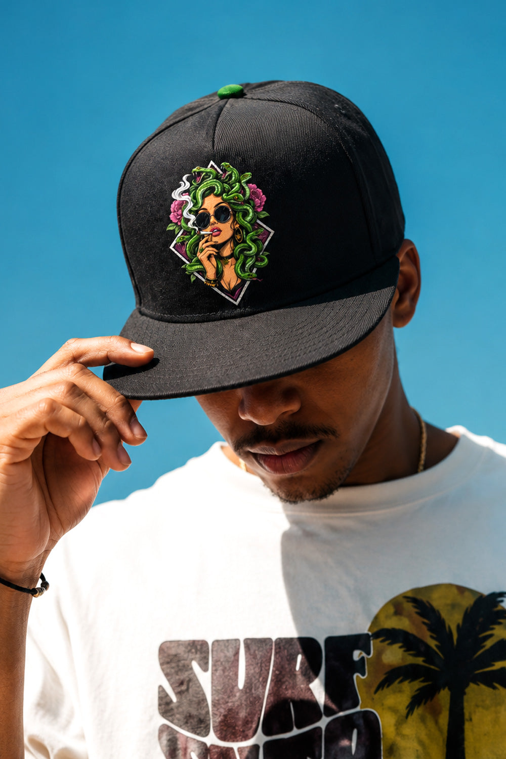 Smoking Medusa Stoner Snapback Hat