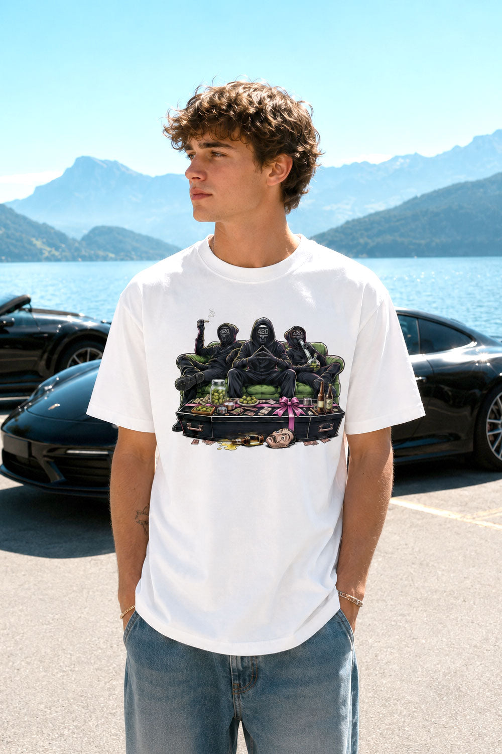 420 Heist Crew Graphic White T-Shirt
