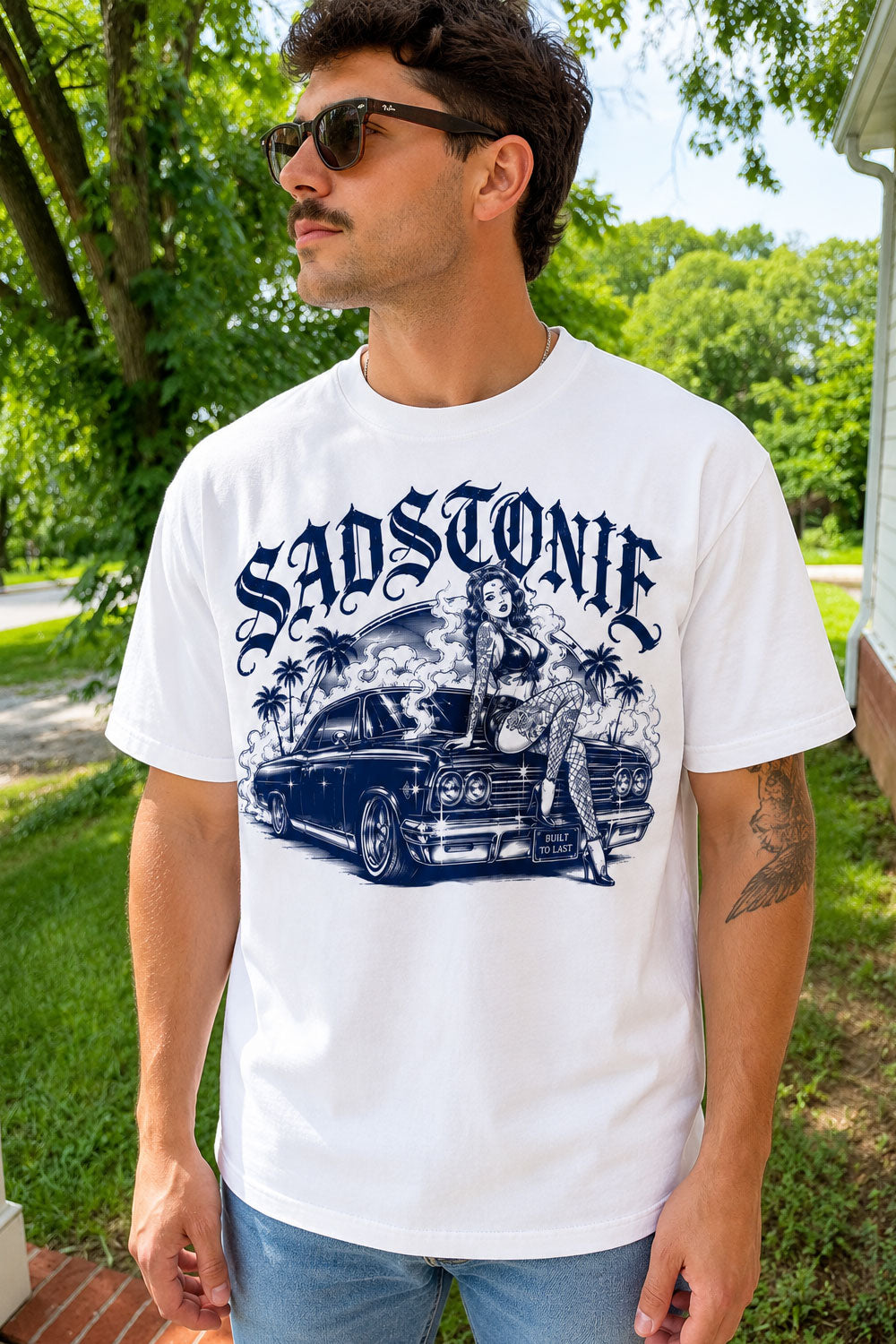 Lowrider Chicano Graphic White Tee